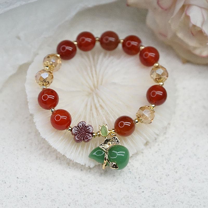10mm Natural Red and Green Agate Confidence Bracelet