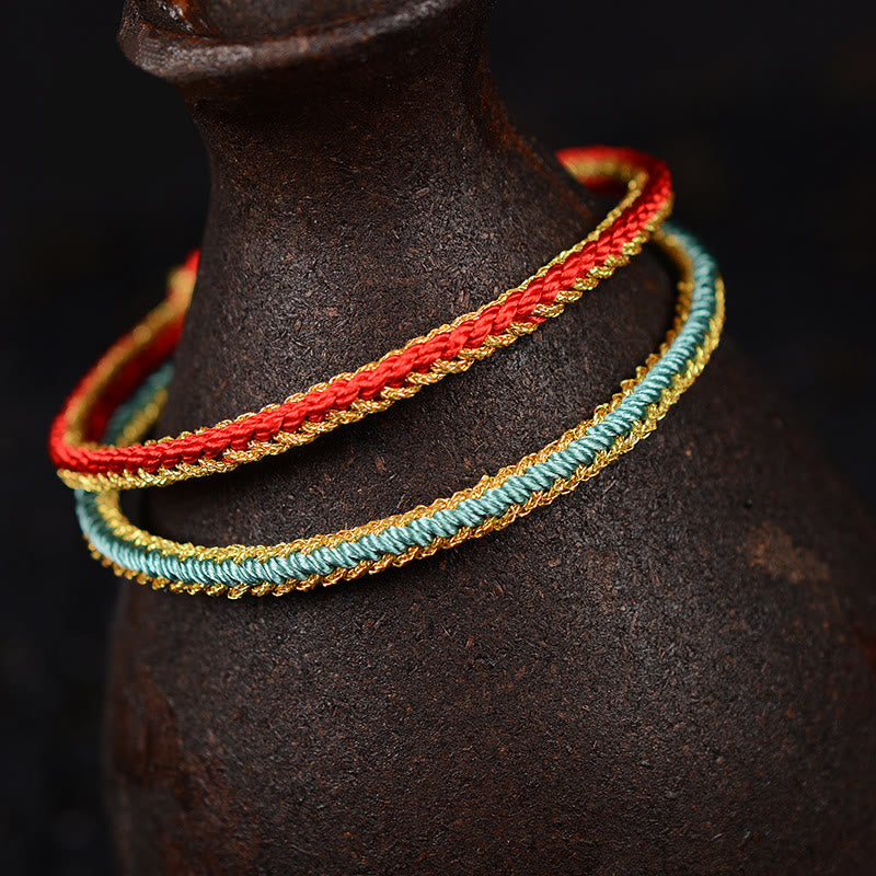 Two-Color Handcrafted Eight Thread Peace Knot Red String Bracelet
