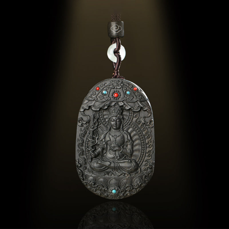 Chinese Zodiac Agarwood Necklace with Om Mani Padme Hum Pendant