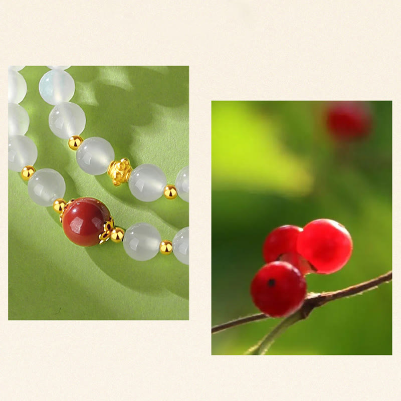 White Agate & Cinnabar Double Wrap Cinnabar Bracelet Protection