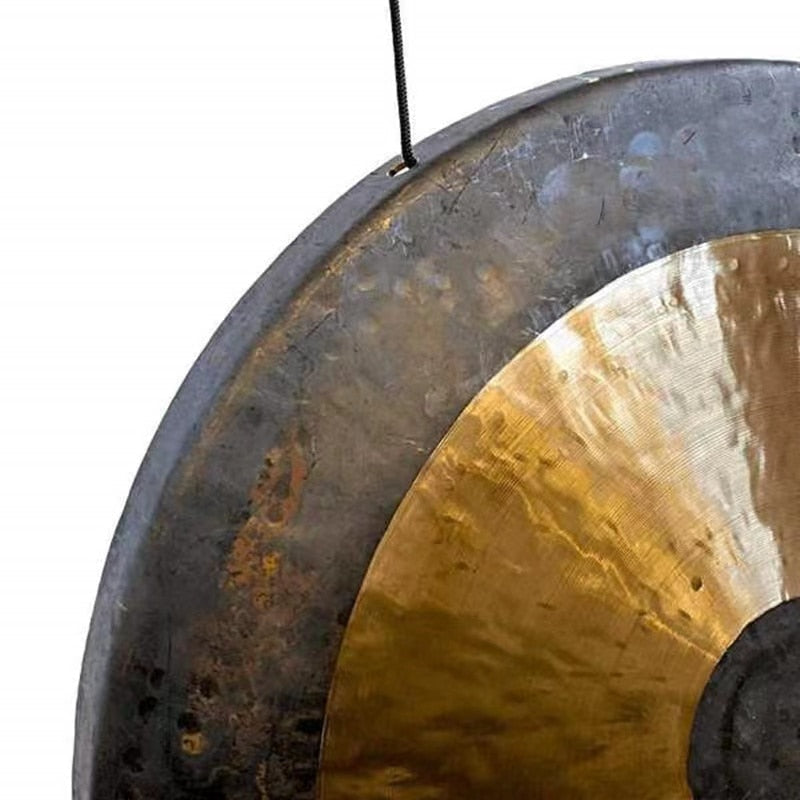 Traditional Chinese gong with brass center, dark metal rim in 32 Inch Copper Gong