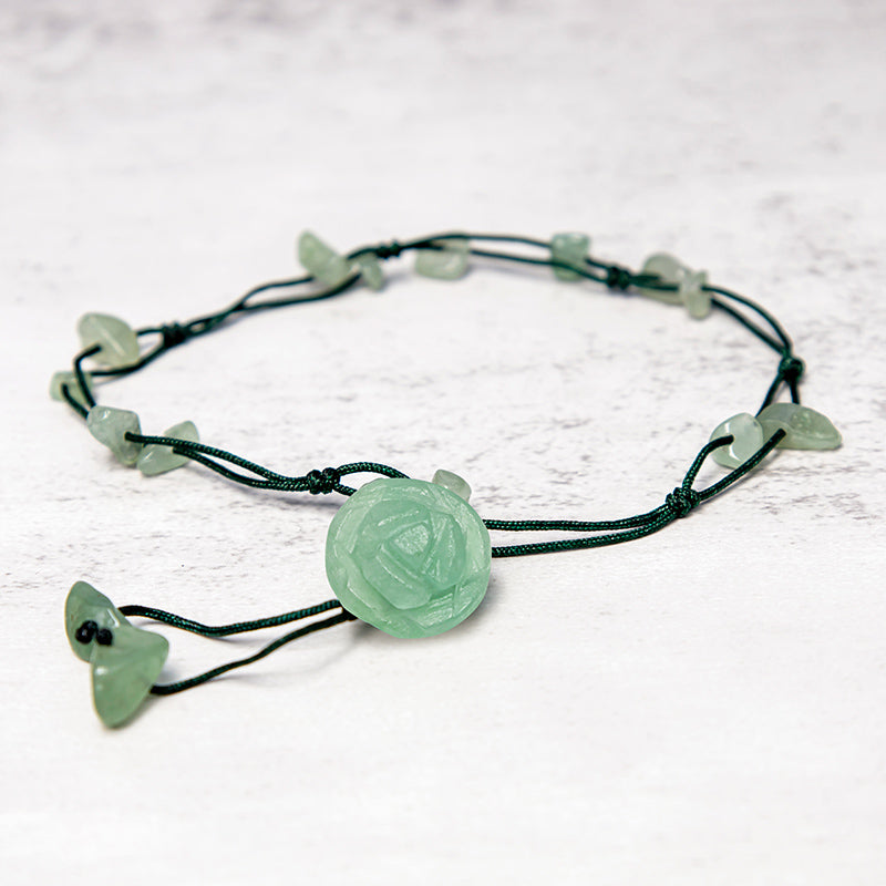 Amethyst Pink Crystal Green Aventurine Spiritual Healing Anklet