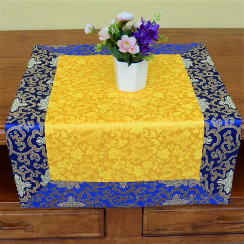 Brocade Prayer Altar Table Runner with Dragon & Vajra Symbols