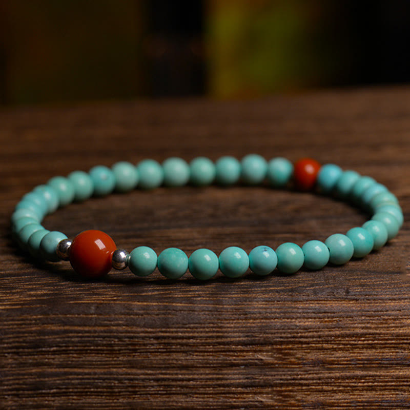 Turquoise Red Agate Protection Bracelet 3.8mm Beads