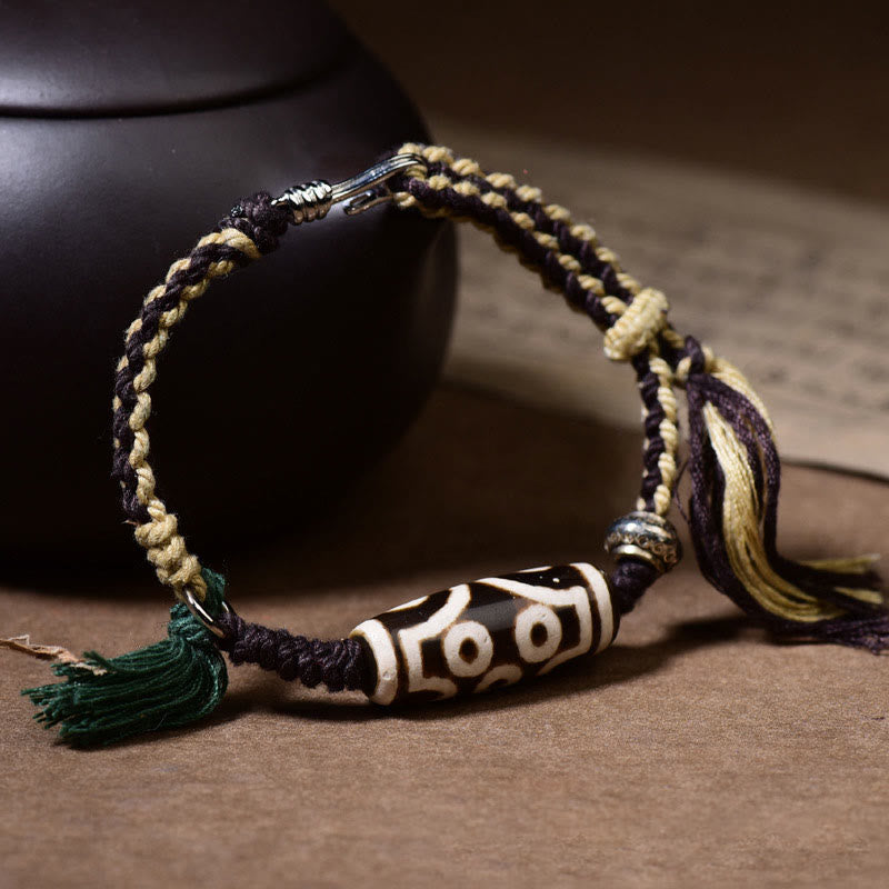 Nine-Eye Dzi Bead Protection Agate Bracelet Unisex