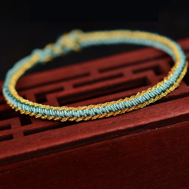 Two-Color Handcrafted Eight Thread Peace Knot Red String Bracelet
