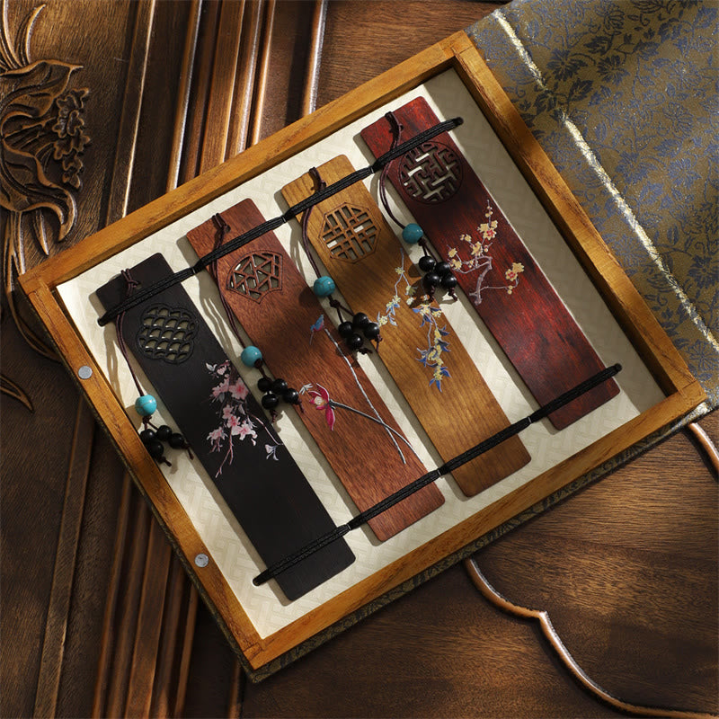 Wooden Four Seasons Bookmarks Set | Zen Decor Gift