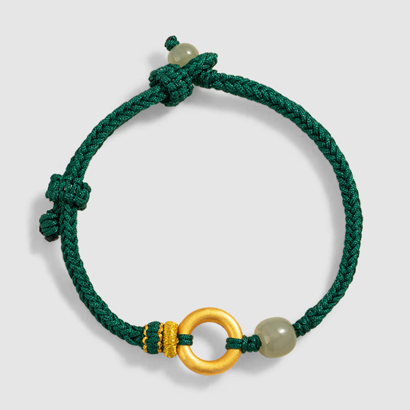 Sterling Silver Hetian Jade Peace Buckle Bracelet for Luck