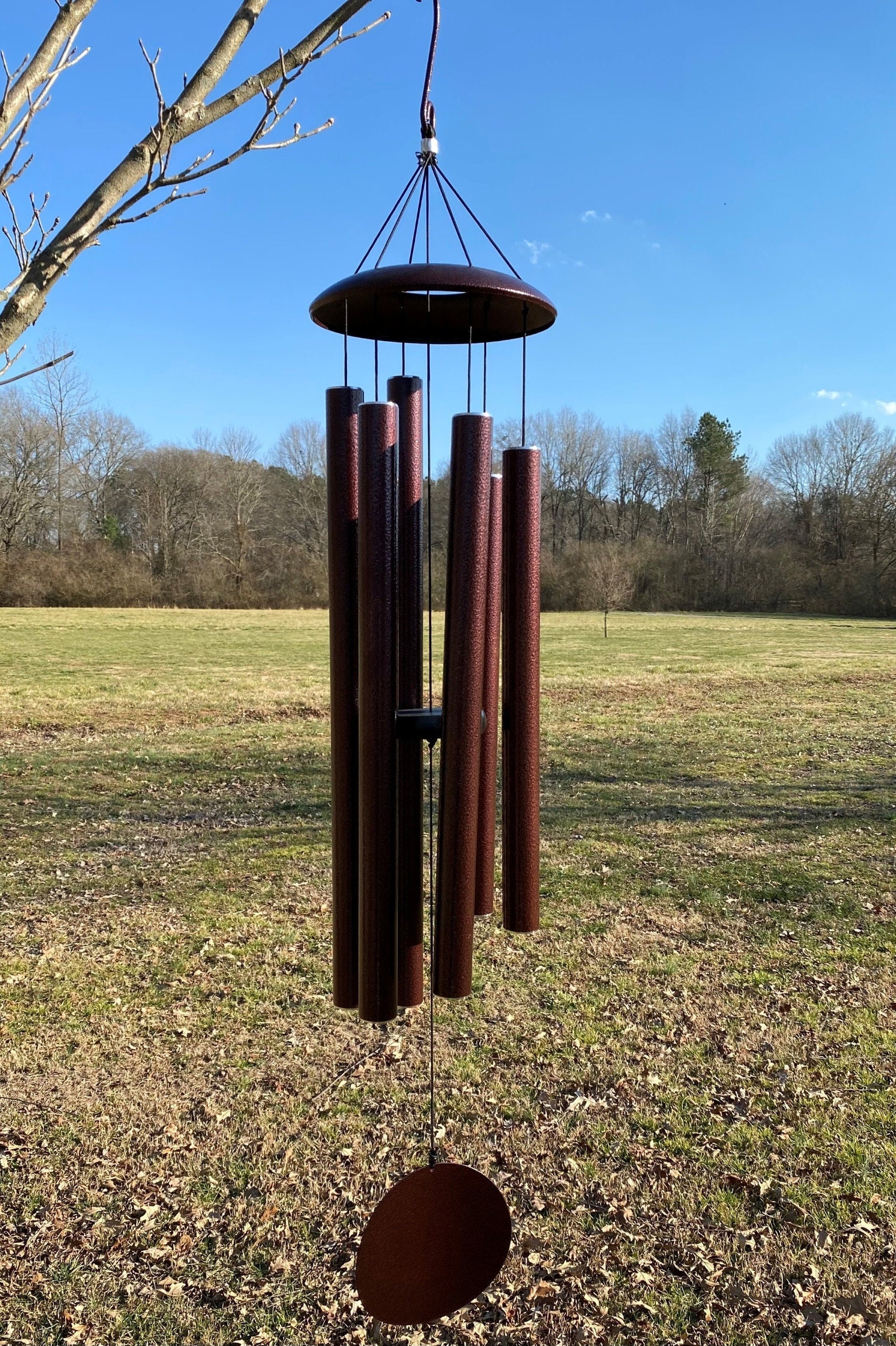 Wind chimes with dark brown metal tubes, 33-48 inch Deep Tone Bronze for outdoor use