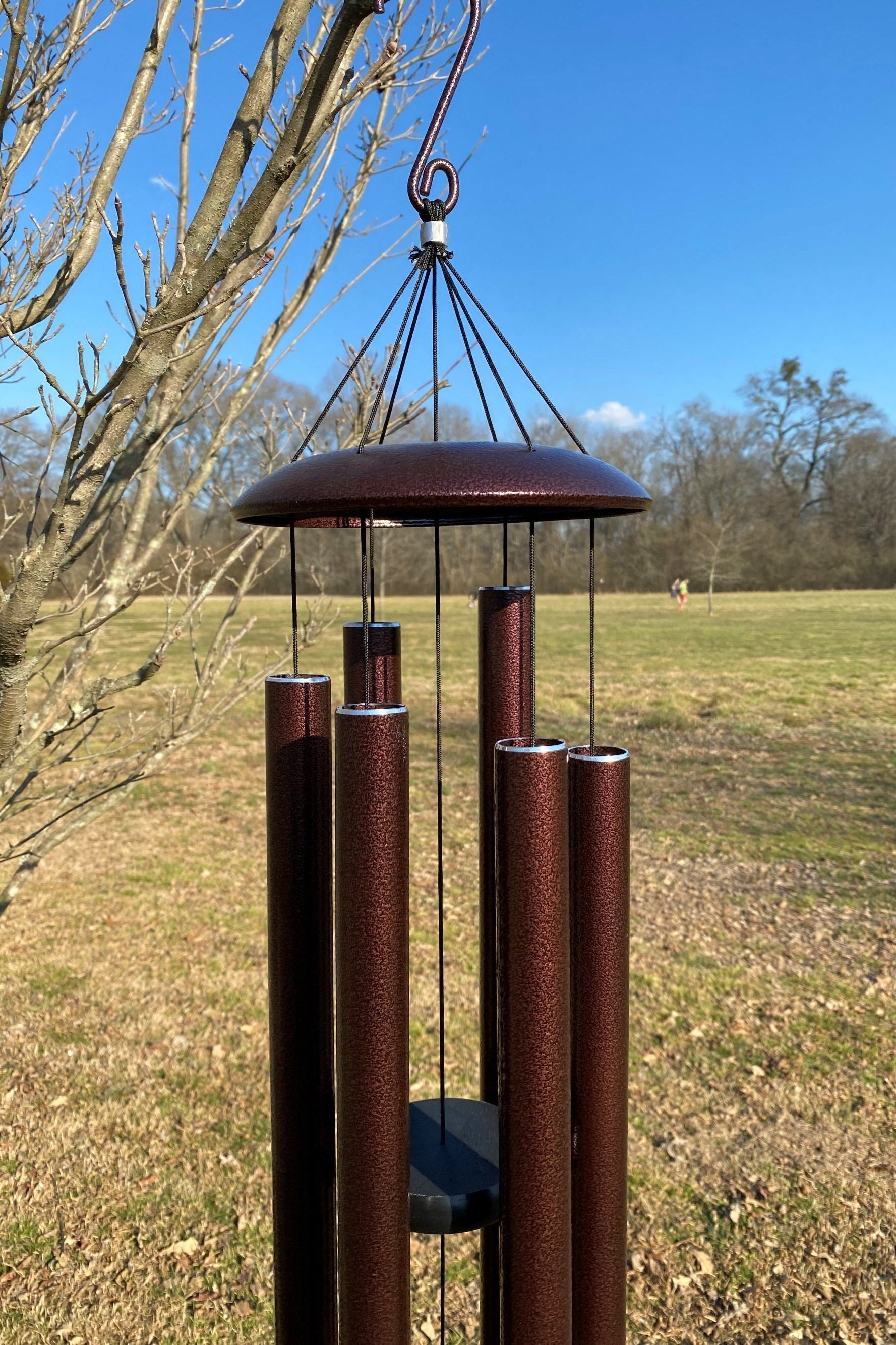 Bronze wind chimes with cylindrical tubes for outdoor deep tone music