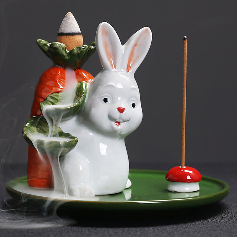 Year of the Rabbit Ceramic Incense Burner with Bunny Design