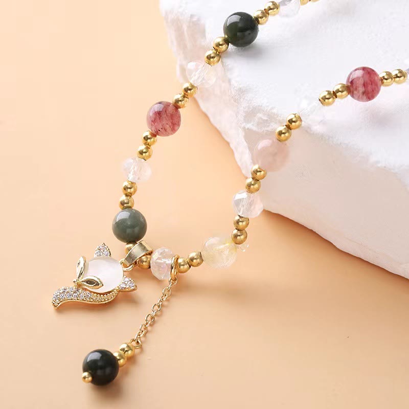Multicolored Rutilated Quartz Spiritual Protection Double Wrap Bracelet