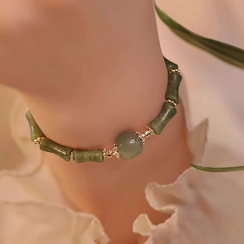 11mm Peridot Hetian Jade Luck Jade Bracelet
