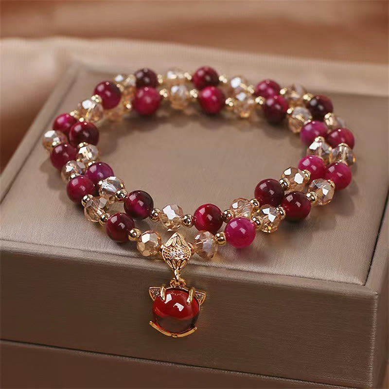 Red Tiger Eye Double Wrap Protection Bracelet for Balance