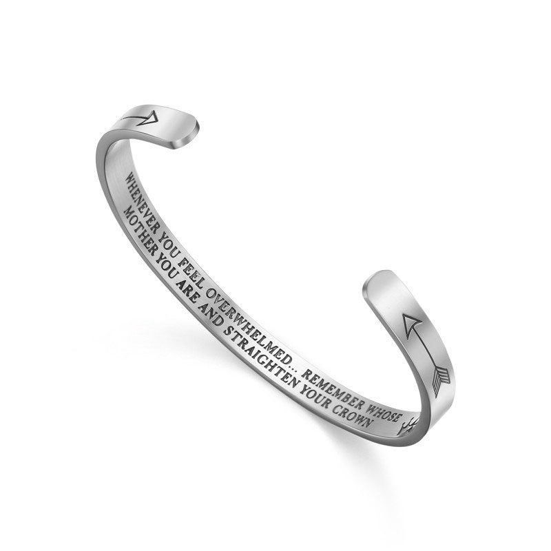 Adjustable Stainless Steel Spiritual Bracelet with Personalized Engraving