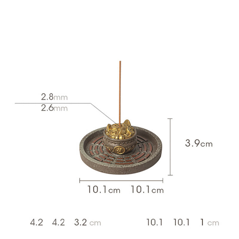 Ceramic Bagua Incense Burner | Treasure Bowl & Lucky Bag Set