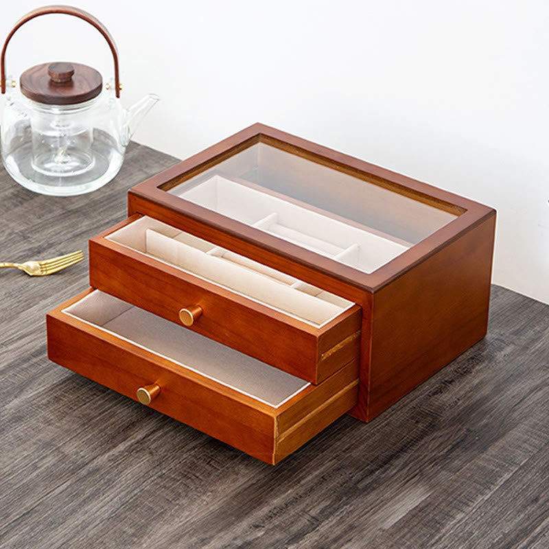 Three Layers Solid Wood Jewelry Box with Drawer | Spiritual Storage