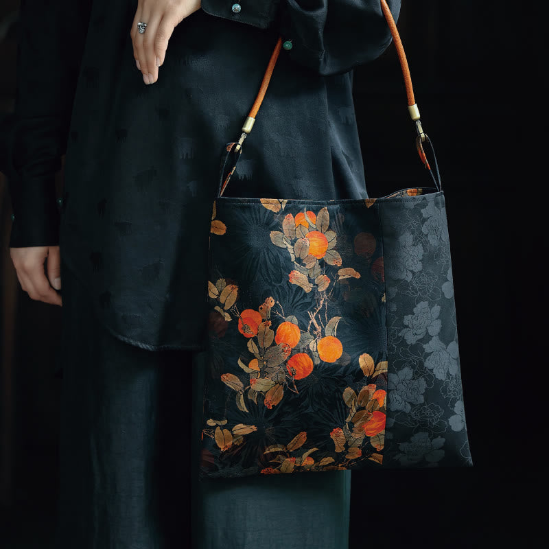 33cm Spiritual Bamboo Leaves Shoulder Bag with Buckle