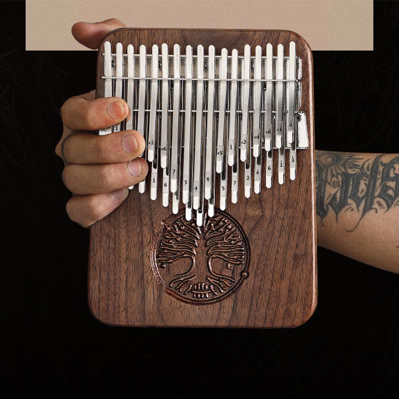 34 Key Kalimba with Tree of Life Black Walnut Design
