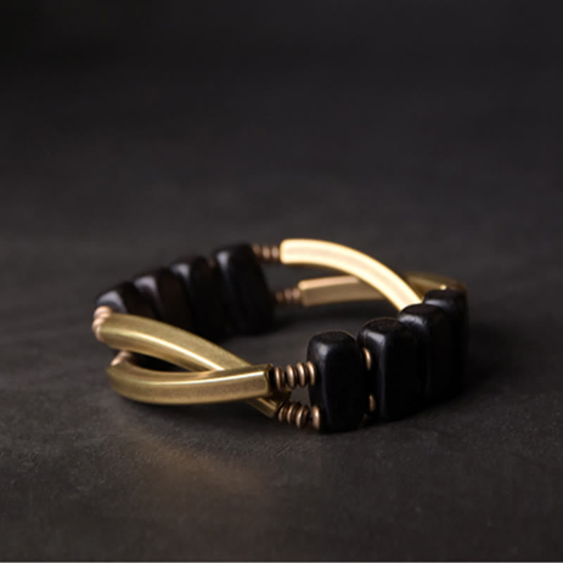 Ebony Wood Copper Double Layer Spiritual Bracelet Balance