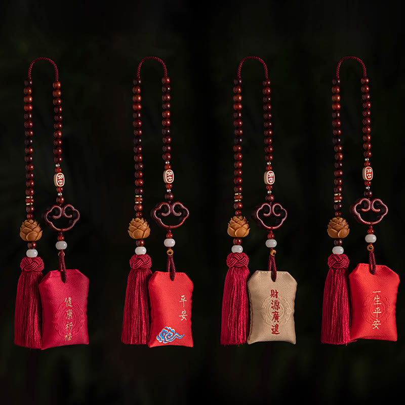 Tibetan Red Sandalwood Lotus Sachet Car Hanging Decoration