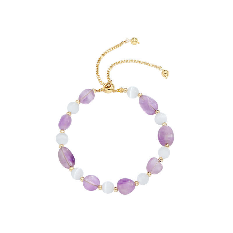 Amethyst Spiritual Awareness Bracelet with Pink Crystal & Quartz