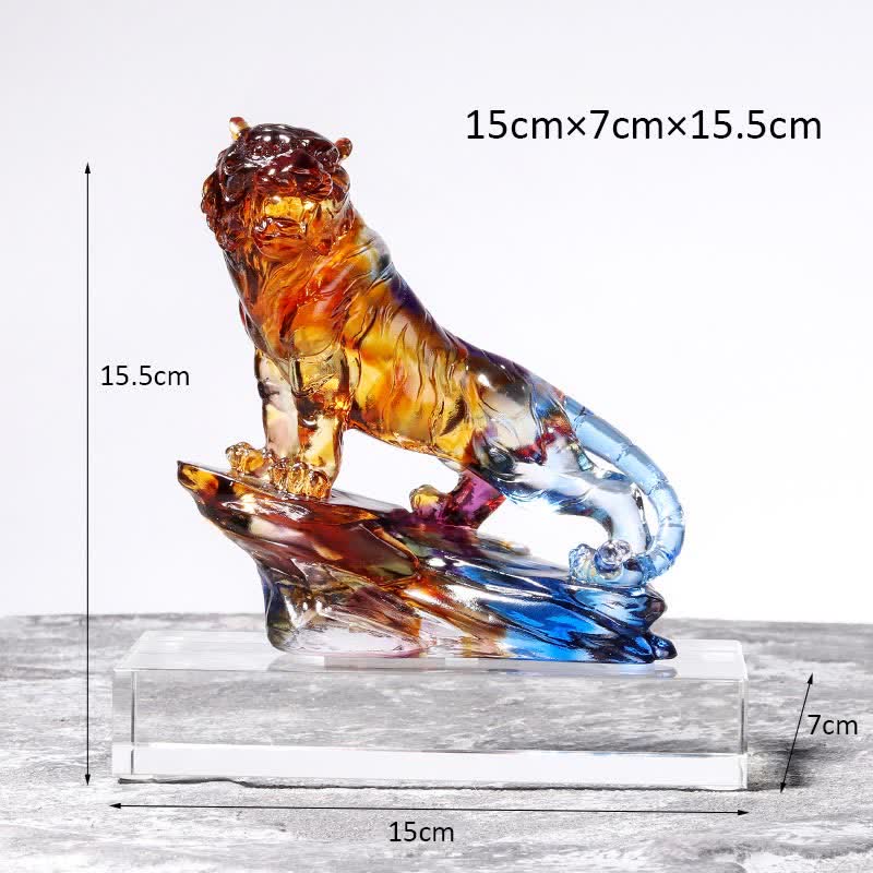 Handmade Liuli Crystal Tiger Art Piece | Protection Decor