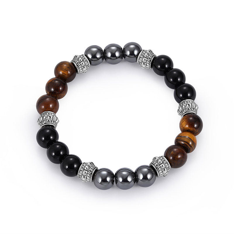 8mm Tiger Eye and Hematite Healing Bracelet for Good Luck
