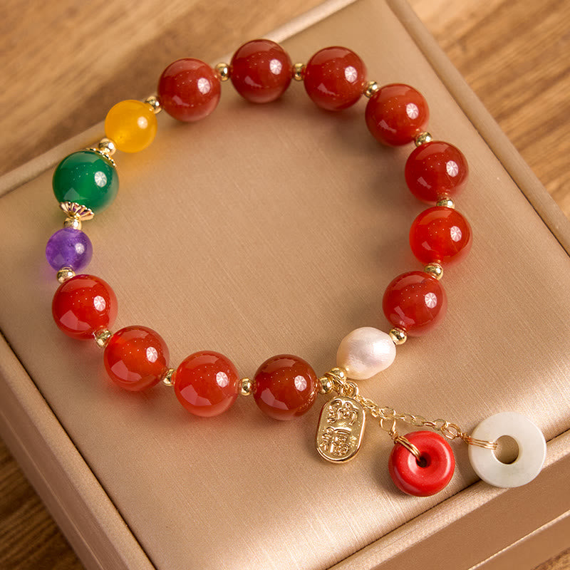Jade Red Agate Peace Buckle Confidence Bracelet