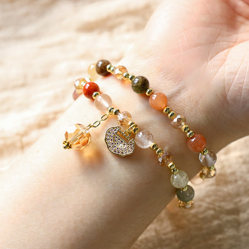 Rutilated Quartz Double Wrap Spiritual Growth Bracelet