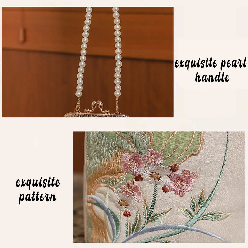 Mountain Stone Orchid Pearl Chain Crossbody Bag
