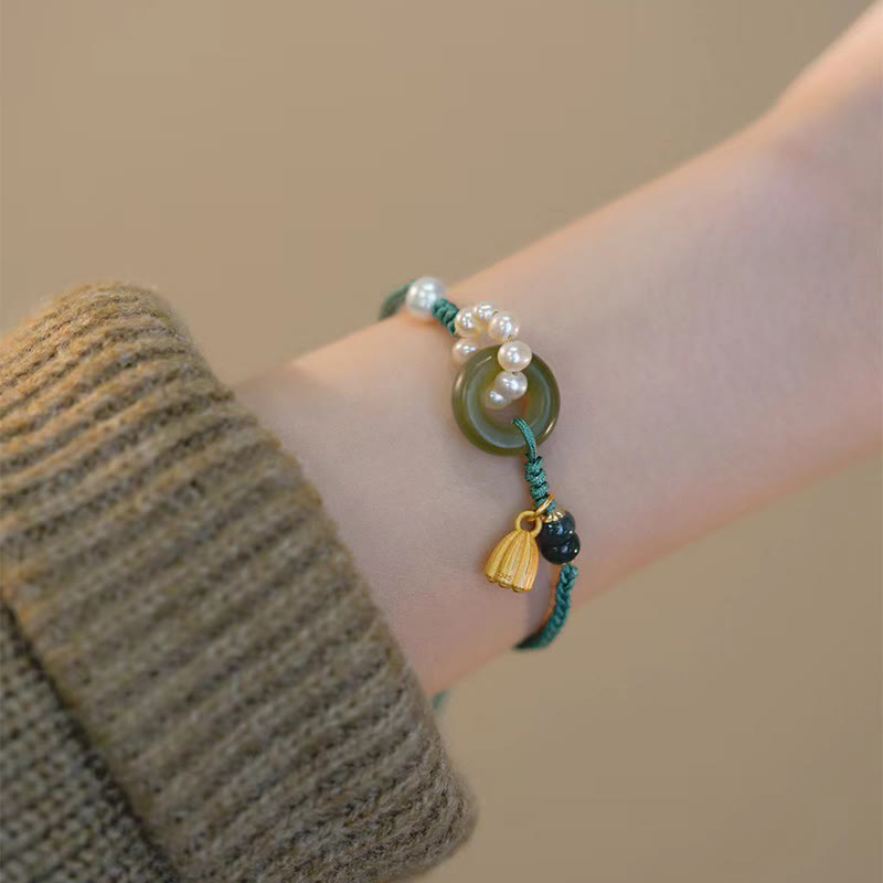 Hetian Jade Peace Buckle Serenity Bracelet for Luck