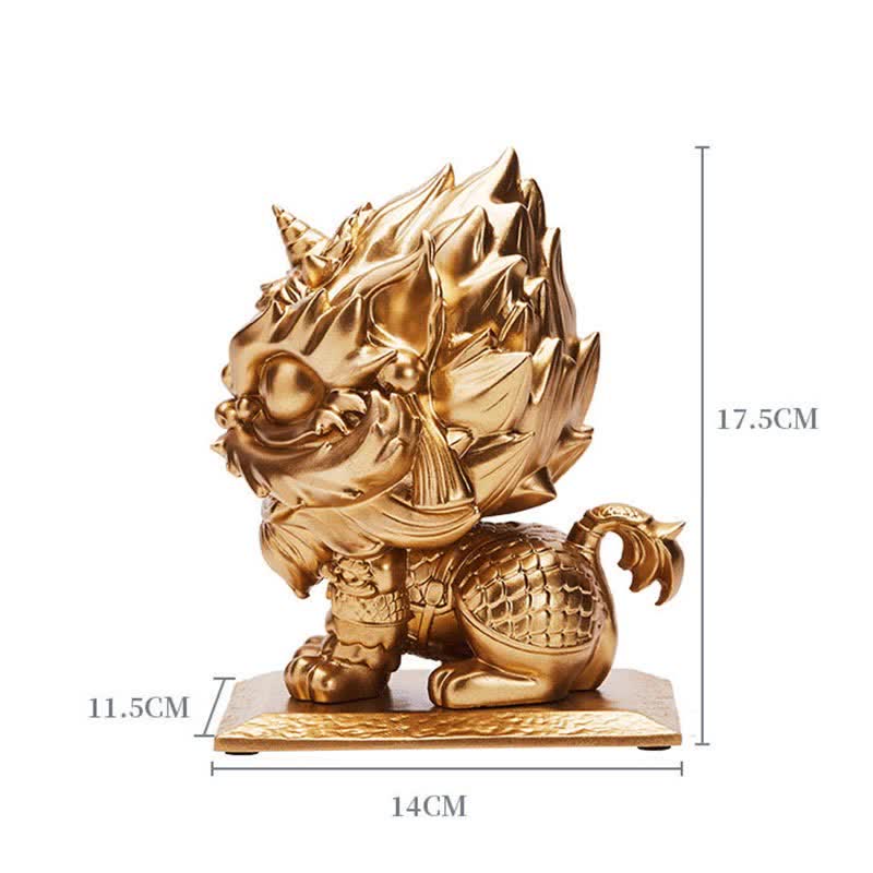 Gold Lion Statue Spiritual Strength Resin Sculpture