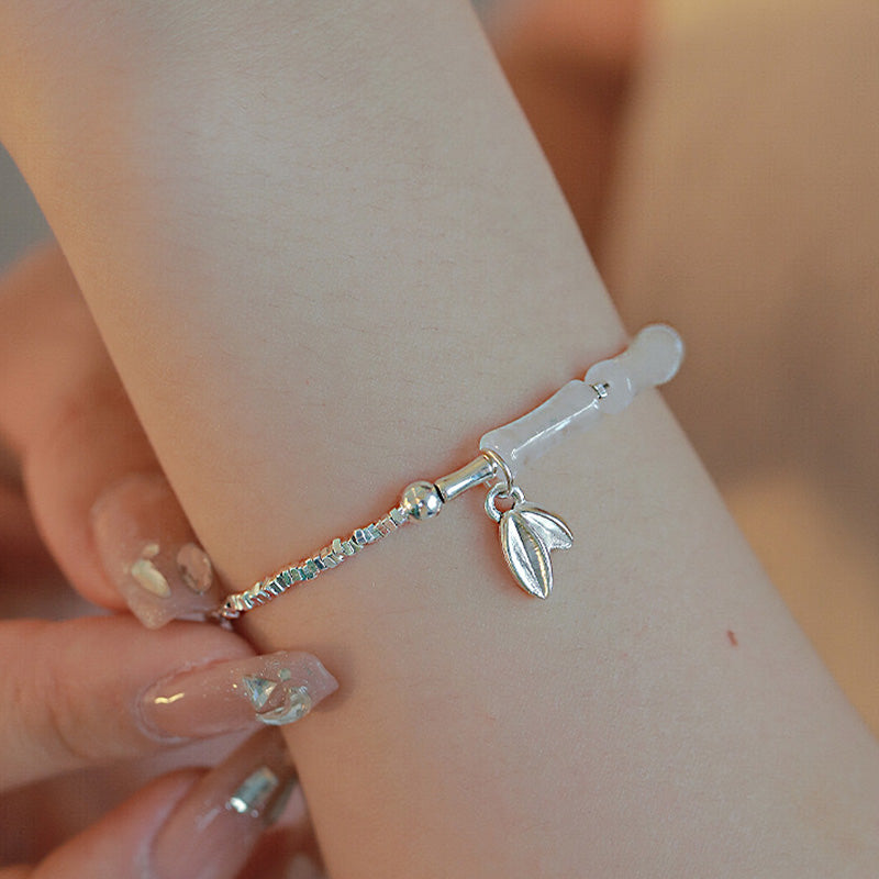 Sterling Silver Peridot Bamboo Spiritual Bracelet for Luck