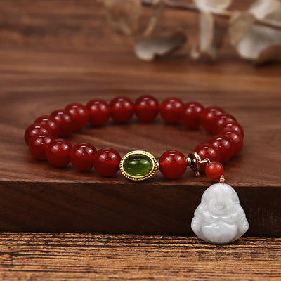 8mm Red Agate Buddha Success Bracelet for Confidence