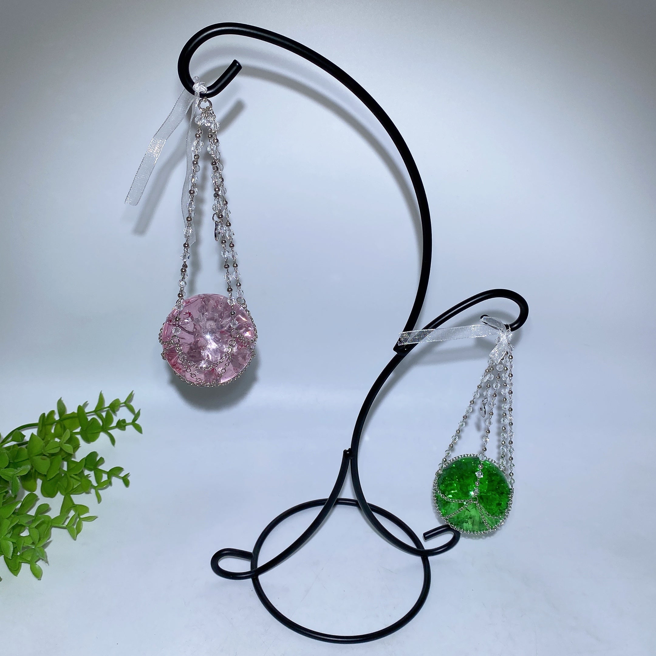 35cm Black Metal Crystal Display Stand for Spheres