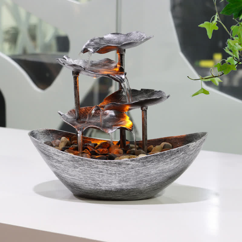 Lotus Leaf Waterfall Fountain with LED | Spiritual Home Accent