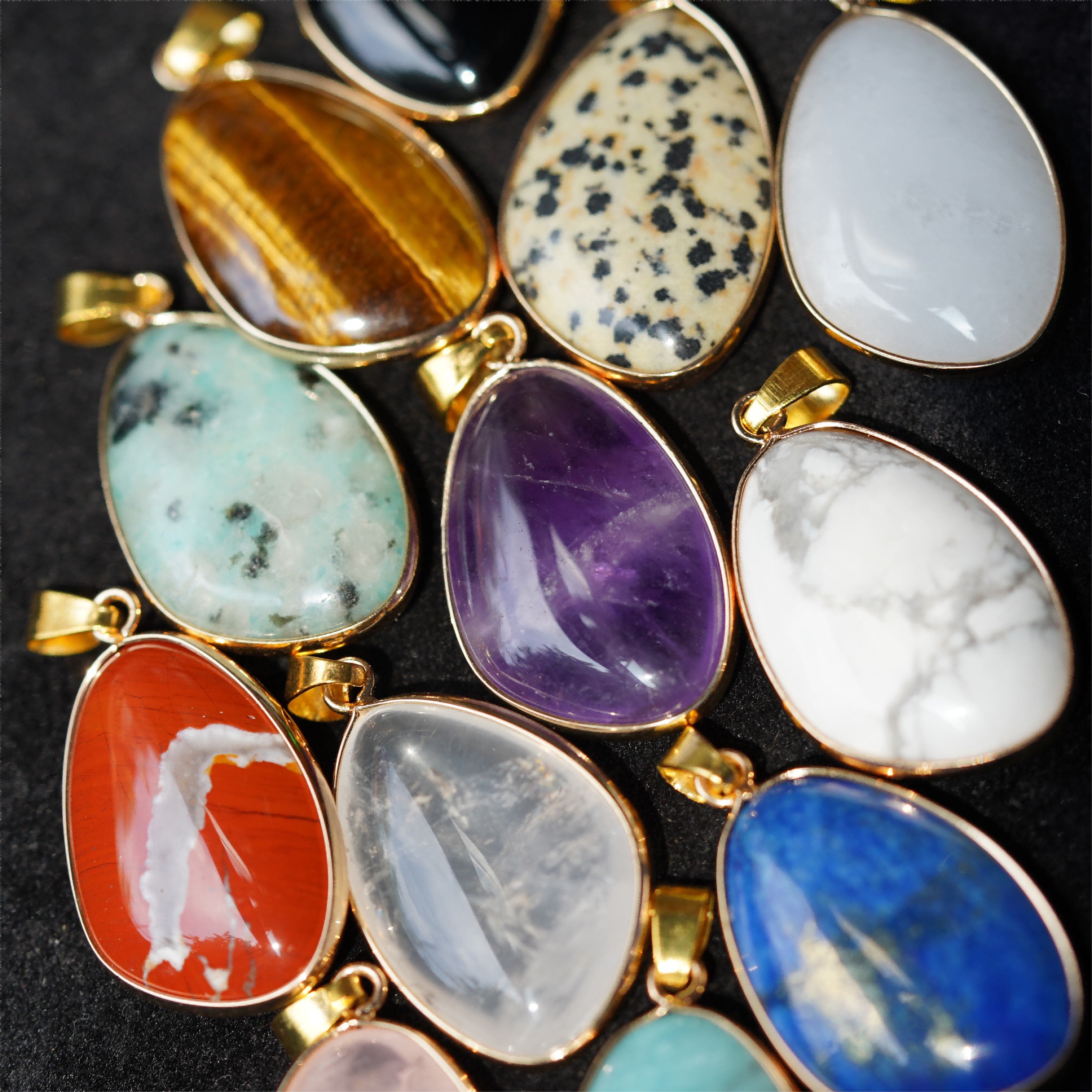 35mm Teardrop Mixed Crystal Pendant with Gold & Silver Trim