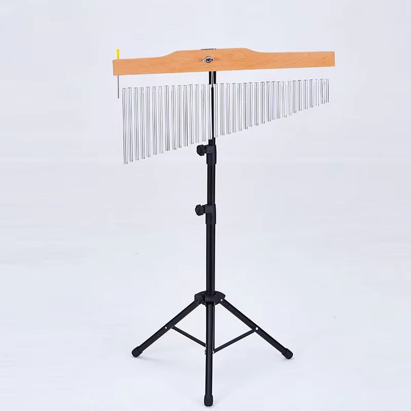 Bar chimes on adjustable tripod stand for 36-Tone Swinging Chimes in Yoga and Meditation