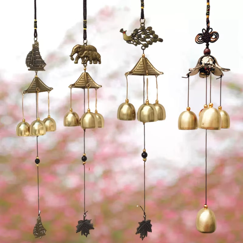 Retro Wind Chime Vintage Wind Music Metal Wind Bell Garden Crafts Garden Hanging Pendent Outdoor Hanging Copper Decor