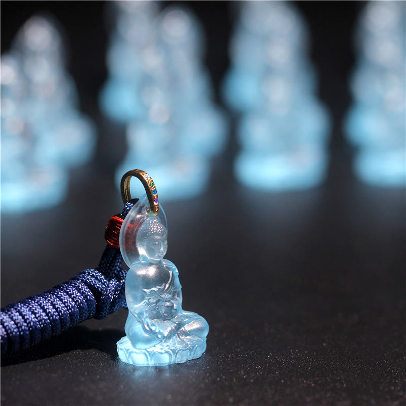 Liuli Crystal Buddha Necklace | Medicine Buddha Amulet | Healing