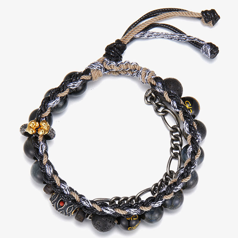Lava Rock Tiger Eye Bracelet 10mm Handmade Healing Jewelry