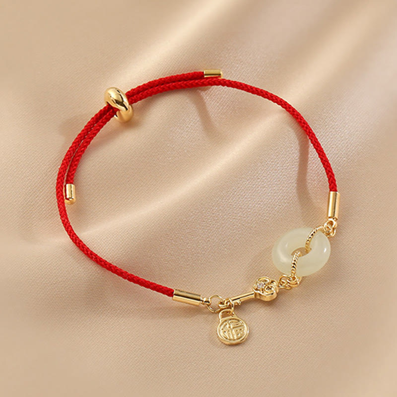 Hetian Jade 18K Gold Peace Buckle Luck Bracelet Classic