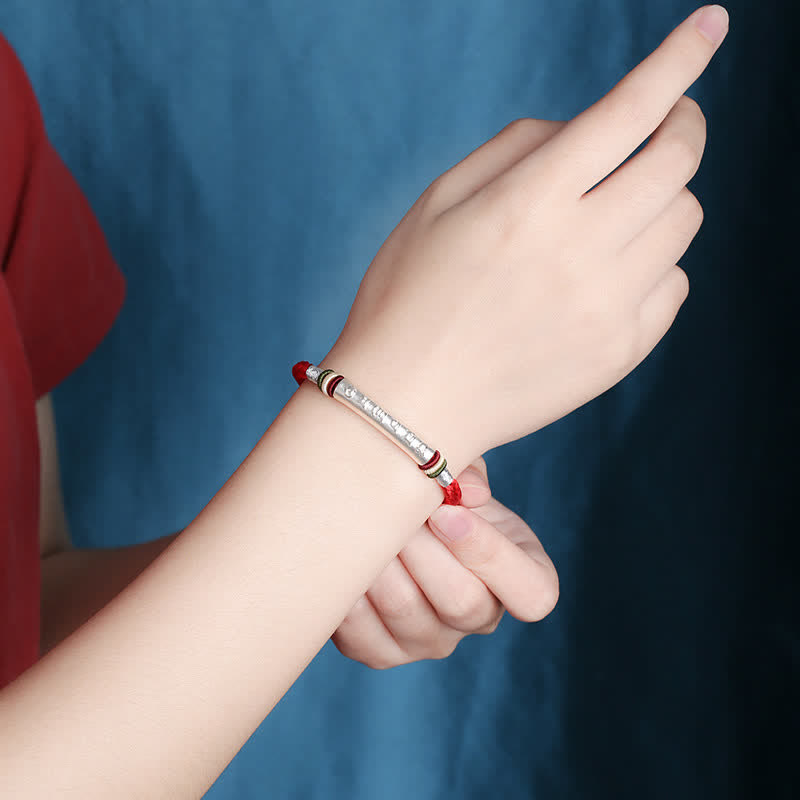 Om Mani Padme Hum 16.5cm Sterling Silver Protection Bracelet