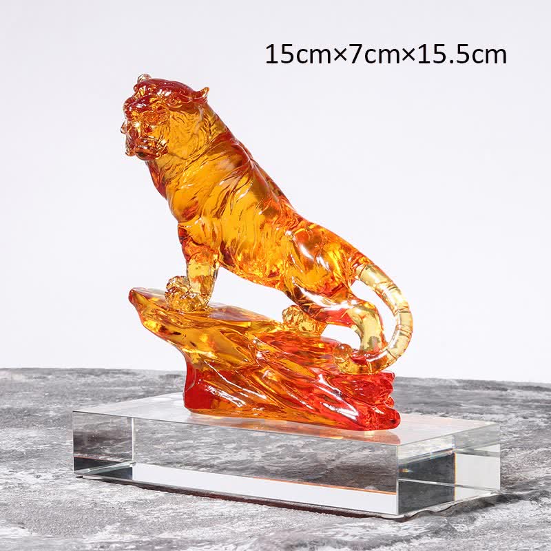 Handmade Liuli Crystal Tiger Art Piece | Protection Decor