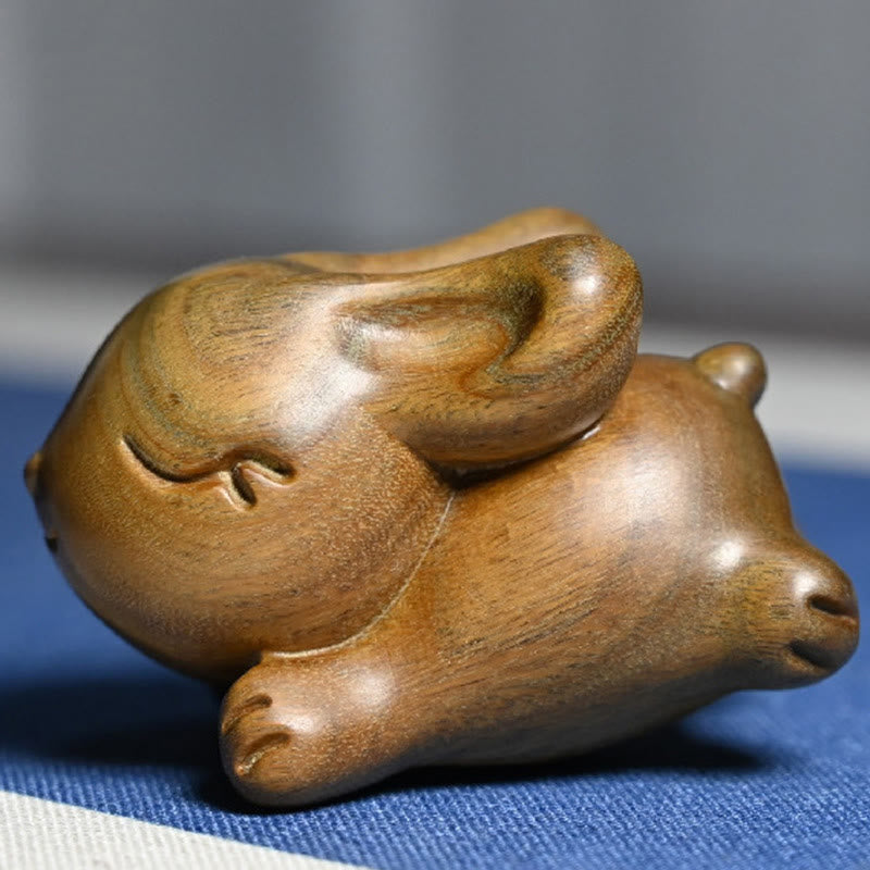 Small Green Sandalwood Rabbit Decoration for Peaceful Home