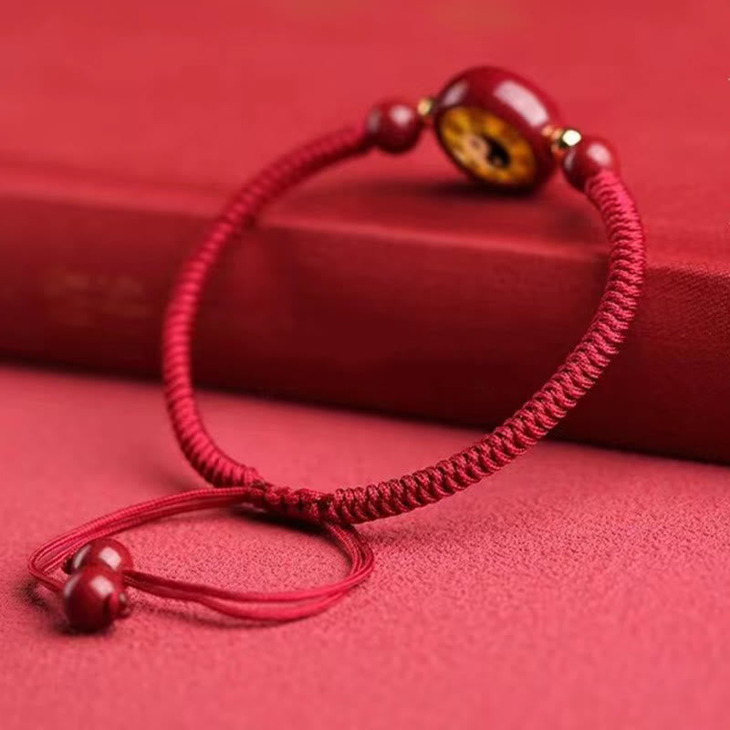 Cinnabar Red String Yin Yang Bracelet for Luck & Balance