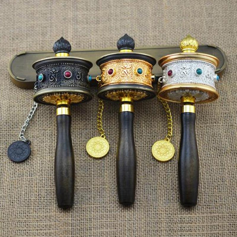 Zinc Alloy Tibetan Prayer Wheel Spiritual Decoration 5cm