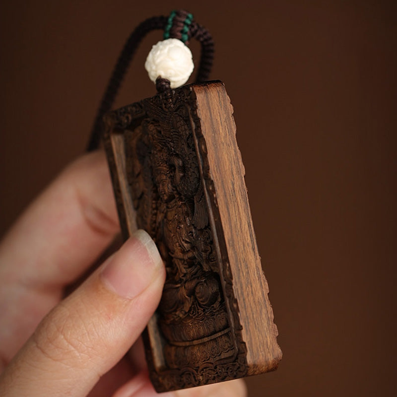 Chinese Zodiac Agarwood PiXiu Dragon Peace Necklace Pendant