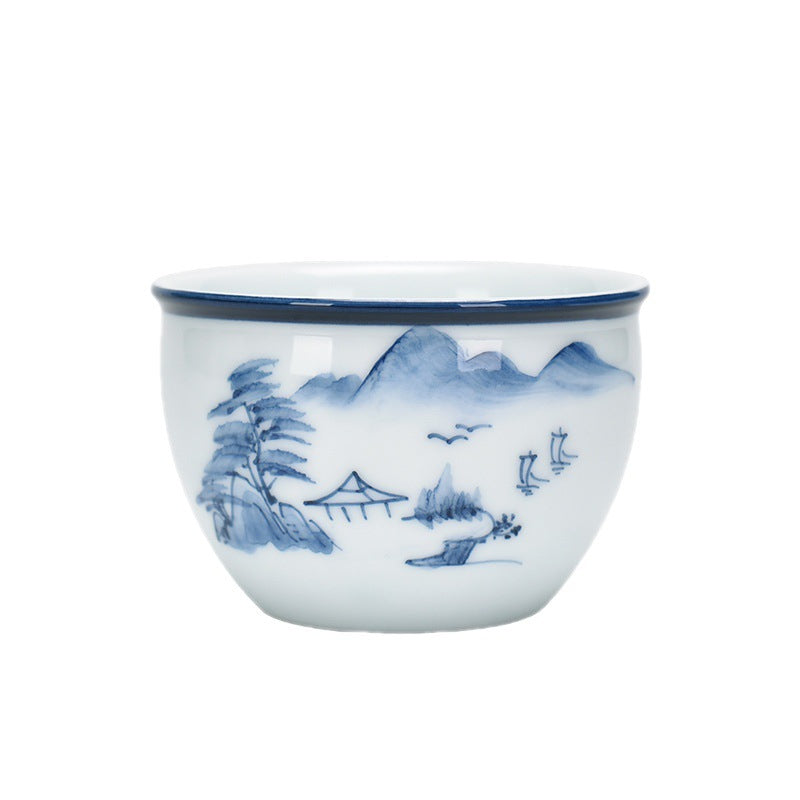 Ceramic Zen Meditation Teacup 130ml Koi Fish Lotus